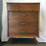 Vintage MCM Walnut Veneer 4-Drawer Chest of Drawers