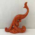 Vintage MCM Orange Plaster Phoenix Statuette