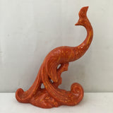 Vintage MCM Orange Plaster Phoenix Statuette
