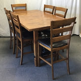 7pc Modern Craftsman Solid Tropical Wood Counter-Height Dining Set