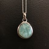 Double Star Larimar & Sterling Silver Pendant Necklace