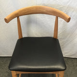 Modern MCM Solid Tropical Wood & Black Vinyl Counter Stool