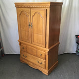 Vintage Samuel Lawrence Solid Oak 2-Drawer 2-Tier Wardrobe