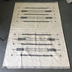 Modern Off-White & Grey Wool 8x5 Area Rug