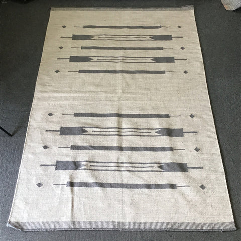 Modern Off-White & Grey Wool 8x5 Area Rug