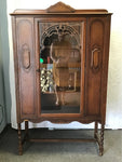 Vintage Black Walnut Veneer Curio Cabinet