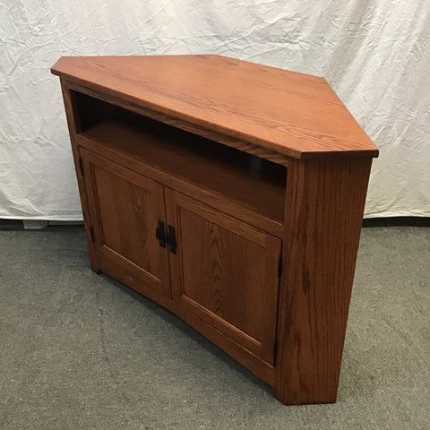 Vintage Mission Solid Oak 2-Tier Corner Cabinet