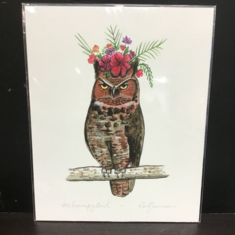 Cruz Illustrations "The Grumpy Owl" 8x10 Signed Art Print