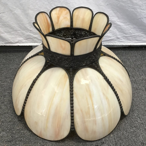 Vintage Off-White 8-Petal Stained Glass Shade