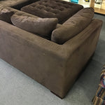 3pc Modern American "Astoria" Leather Brown Suede Sectional & Ottoman