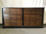 Vintage MC Faux-Walnut Formica 6-Drawer Dresser
