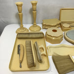 29pc Vintage Yellow Plastic Vanity Set