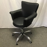 Modern Black Vinyl Adjustable-Height Rolling Office Chair