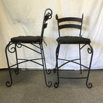 Pair of Modern Black Wrought Iron Counter Stools