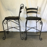 Pair of Modern Black Wrought Iron Counter Stools