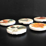 Susan Sitaraman Single Chicken Decoupage On Round White Tile Magnet
