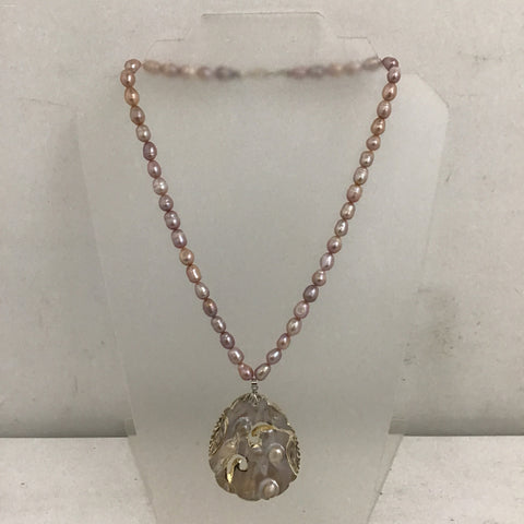 Vintage Pink Akoya Pearl & 18k Akoya Shell Necklace