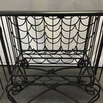 Modern Black Wrought Iron & Stone Wine Locker