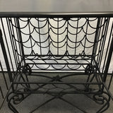 Modern Black Wrought Iron & Stone Wine Locker