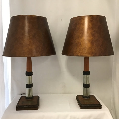 Pair of Vintage Upcycled Naval Shell Table Lamps