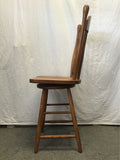 Vintage Solid Oak Spindle-Back Swivel Counter Stool