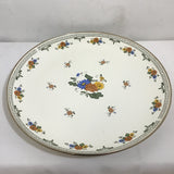 Vintage MC Asta Floral Enamel & Brass 16" Platter