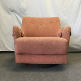 Vintage Salmon Pink Upholstered Swivel Rocking Chair
