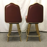 Pair of MCM Gasser Chair Co. Red Counter Height Casino Swivel Bar Stools