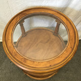 Pair of Modern Solid Wood 3-Tier Glass-Top End Tables