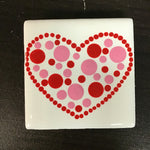 Susan Sitaraman Single Hand Painted Heart On White Tile Magnet