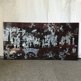 Vintage Mother-of-Pearl Inlaid Red & Black Lacquer Quadriptych