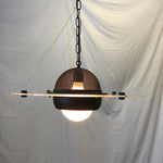 Vintage Clear Lucite & Black Metal Hanging UFO Lamp
