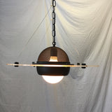 Vintage Clear Lucite & Black Metal Hanging UFO Lamp