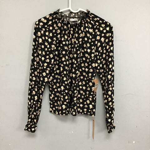 New With Tags! Reformation Black Floral Theodora Blouse
