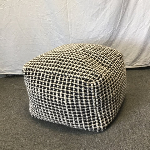 Contemporary Article "Ren" Black Weave Floor Pouf