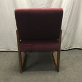 Vintage Red Upholstered Solid Oak Office Chair