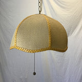 Vintage MCM Hanging Paper & String Swag Lamp