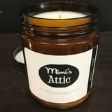 Lavender in Luxe 8oz "Mimi's Attic" Custom Scent Candle in Amber Glass Jar