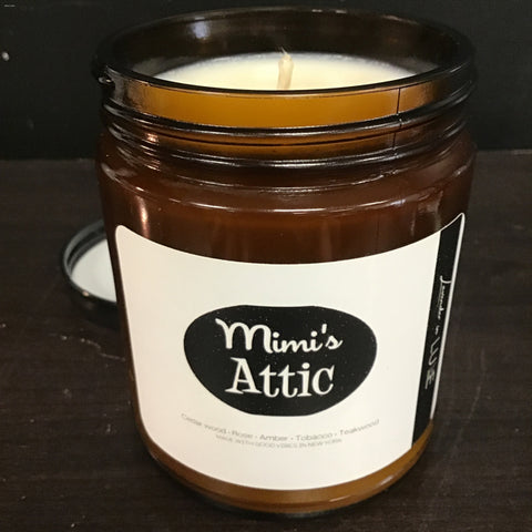 Lavender in Luxe 8oz "Mimi's Attic" Custom Scent Candle in Amber Glass Jar