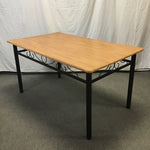 Modern Black Metal & Faux-Wood Dining Table