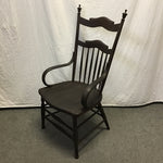 Vintage Black-Stained Solid Oak Accent Chair