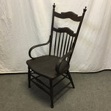 Vintage Black-Stained Solid Oak Accent Chair