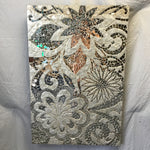 Modern Pier 1 Floral Off-White & Mirrored Mosaic Wall Hanging