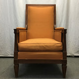 Vintage Clyde Pearson Solid Cherry & Orange Upholstered Armchair
