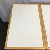 Modern White Formica & Solid Wood Drop-Leaf Dining Table