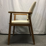 Modern MCM Solid Tropical Wood & White Upholstered Accent Chair