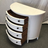 Vintage White Painted Solid Wood 4-Drawer Half Circle Chest of Drawers
