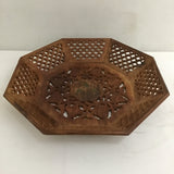 Vintage MCM Solid Teak & Brass Inlay Centerpiece Bowl