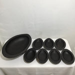 8pc Service for 7 Vintage Solid Ebony Salad Serving Set