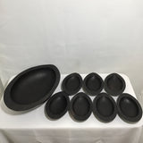 8pc Service for 7 Vintage Solid Ebony Salad Serving Set